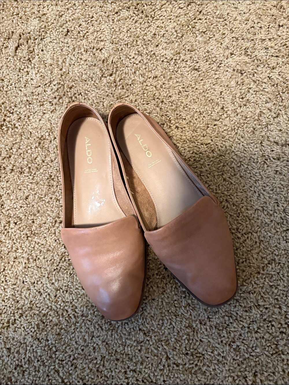 ALDO Women's Tan Leather Slip-On Flats size 7